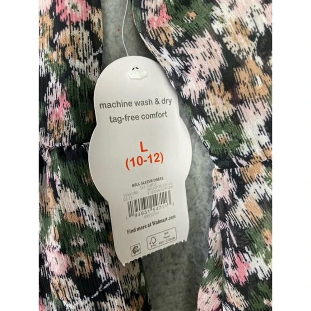 Girls Floral Dress‎ Size L Bell Sleeve Mini Multicolor Ruffle Casual Spring